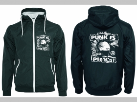 Punk is Protest šuštiaková bunda čierna materiál povrch:100% nylon, podšívka: 100% polyester, pohodlná,vode a vetru odolná